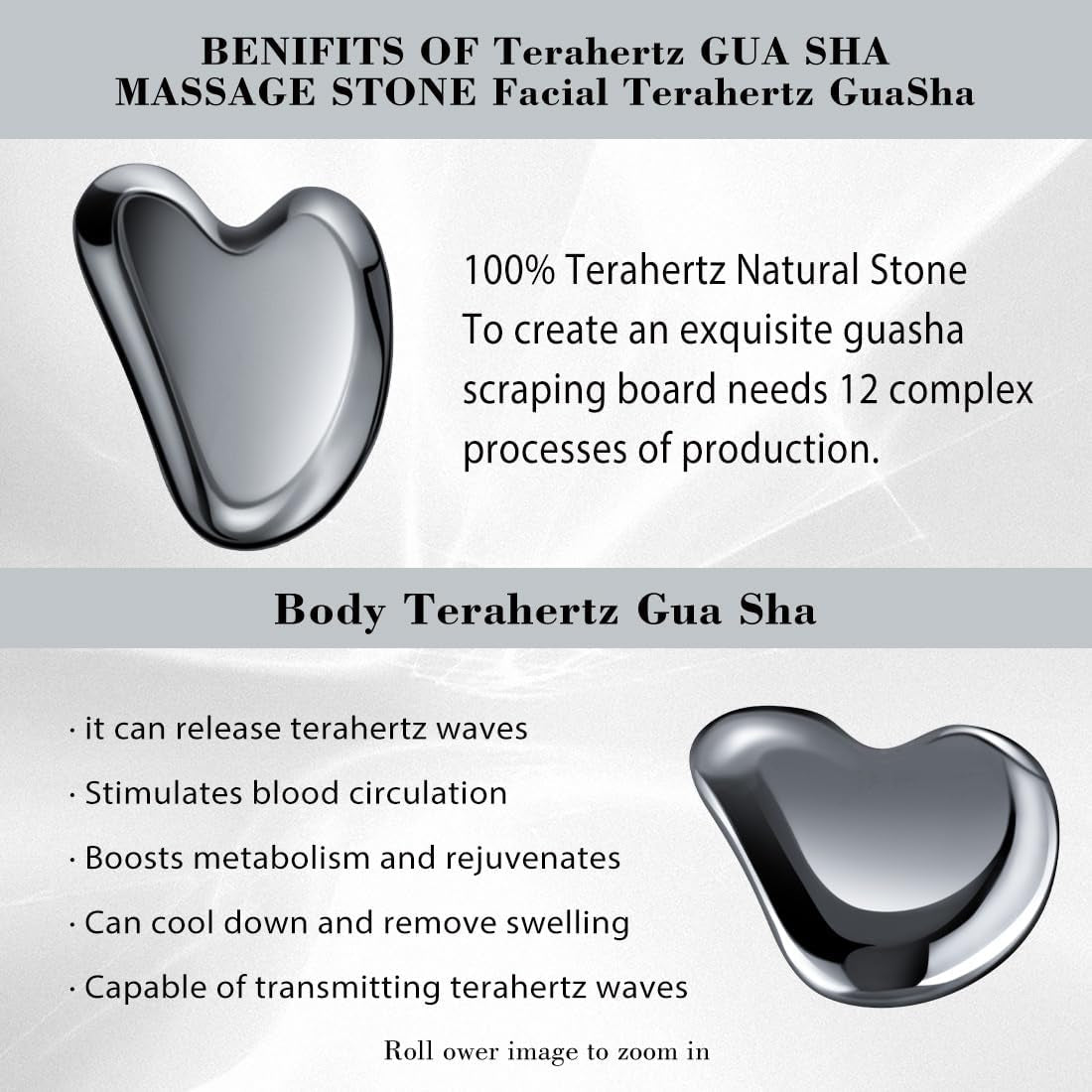 Gua Sha Facial Tool - Natural Terahertz Gua sha Board for Spa Acupuncture