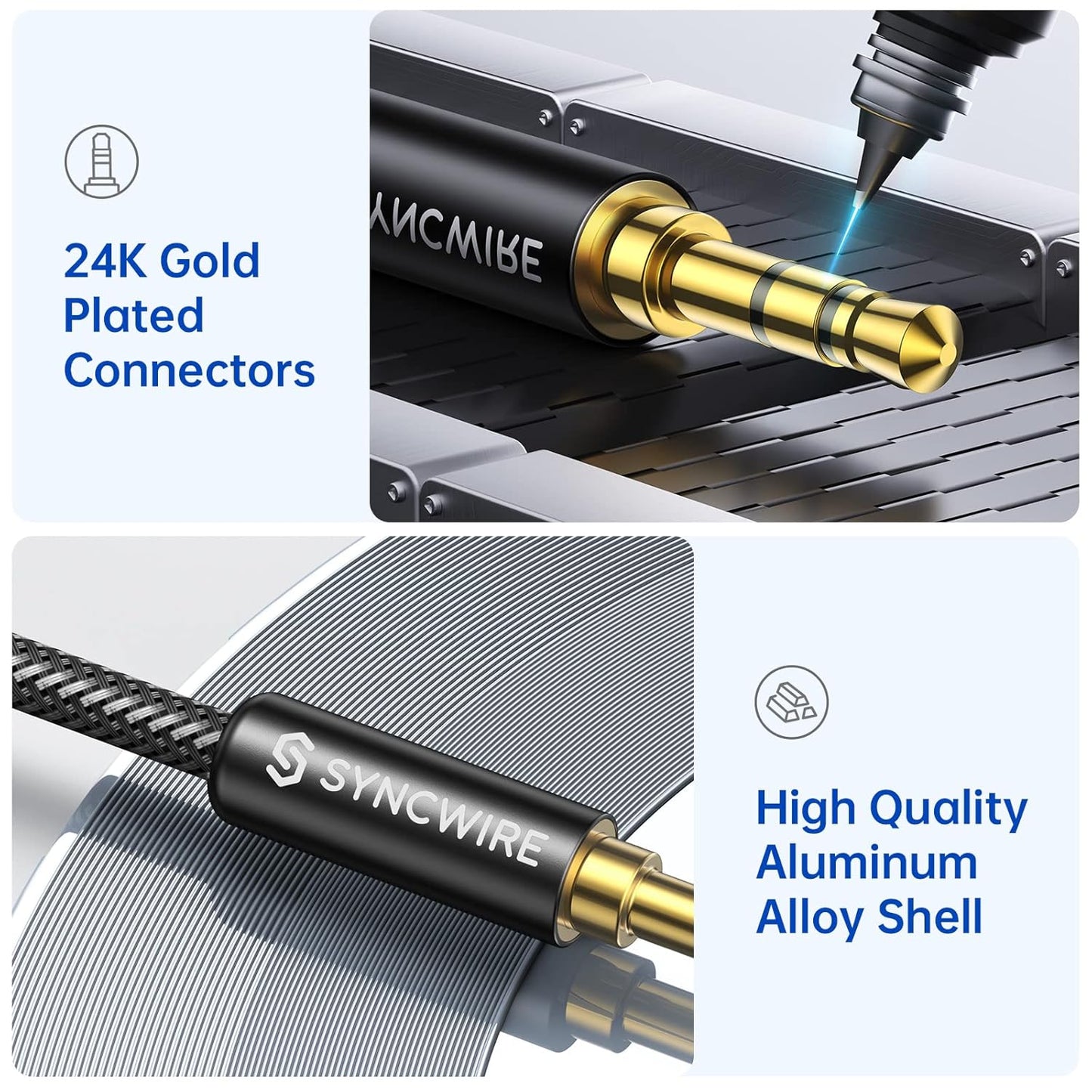 3.5Mm Nylon Braided Aux Cable (3.3Ft/1M,Hi-Fi Sound), Audio Auxiliary Input Adapter Male to Male AUX Cord for Headphones, Car, Home Stereos, Speaker, Iphone, Ipad, Ipod, Echo & More – Black