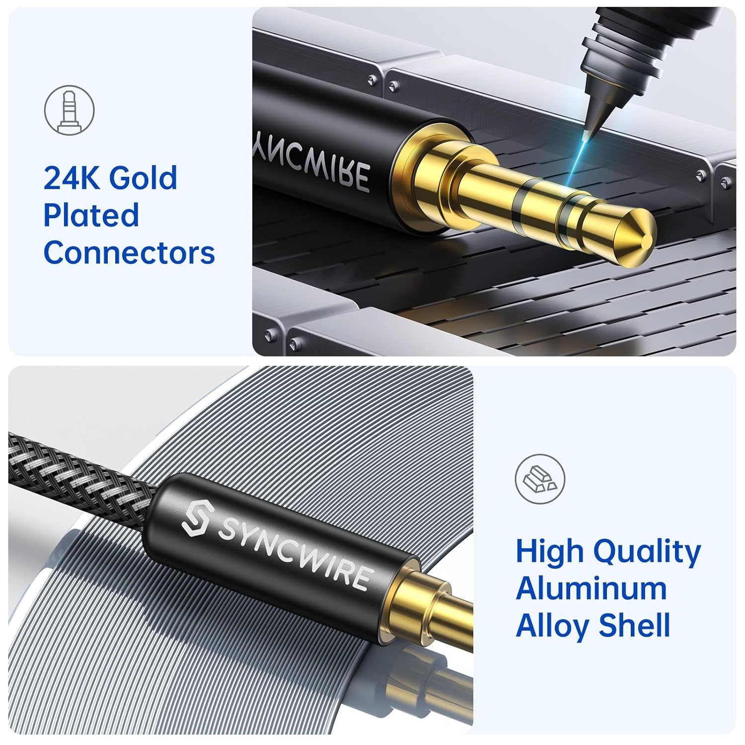 3.5Mm Nylon Braided Aux Cable (3.3Ft/1M,Hi-Fi Sound), Audio Auxiliary Input Adapter Male to Male AUX Cord for Headphones, Car, Home Stereos, Speaker, Iphone, Ipad, Ipod, Echo & More – Black