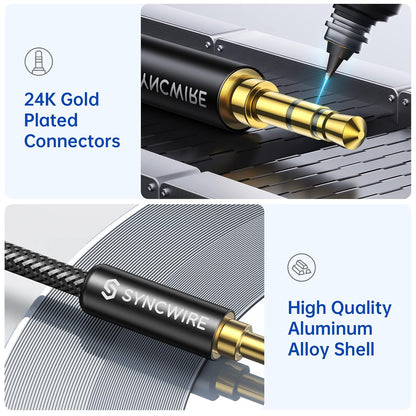 3.5Mm Nylon Braided Aux Cable (3.3Ft/1M,Hi-Fi Sound), Audio Auxiliary Input Adapter Male to Male AUX Cord for Headphones, Car, Home Stereos, Speaker, Iphone, Ipad, Ipod, Echo & More – Black