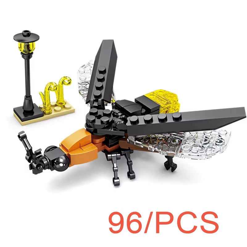 MOC City Creative Building Blocks Accessories Zoo Rhino Lion Kangaroo Wolf Fox Frog Bee Crow Peacock Mini Brick Toy Gifts X021