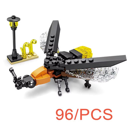 MOC City Creative Building Blocks Accessories Zoo Rhino Lion Kangaroo Wolf Fox Frog Bee Crow Peacock Mini Brick Toy Gifts X021