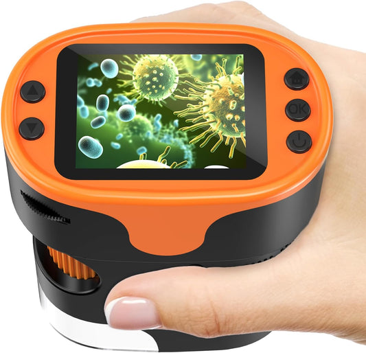 1000X Handheld Digital Microscope for Kids - 4K 2.0" Screen, Rechargeable Mini Labster Portable Pocket Scope, Includes Slides Kit - Science Gadget Edu Gift for Children Ages 4-12