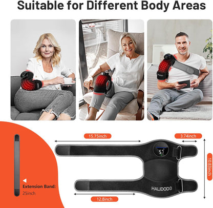 Red Light Therapy & Vibration Massage Knee Brace - Wireless Rechargeable Controller, 660Nm & 850Nm Red Light Therapy Heated Device for Knee/Joint/Elbow/Shoulder.