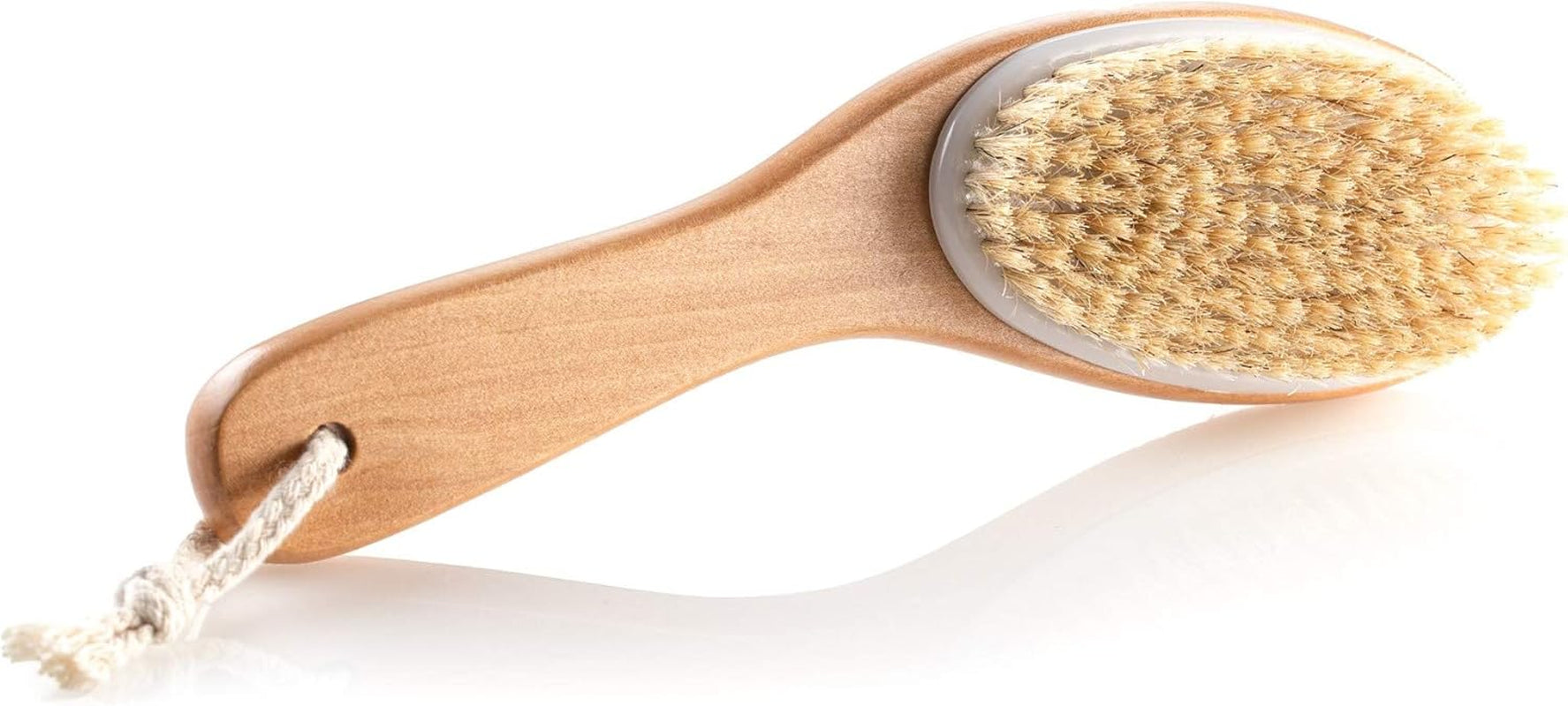 Natural Boar Bristle Body Brush with Ergonomic Wooden Handle 