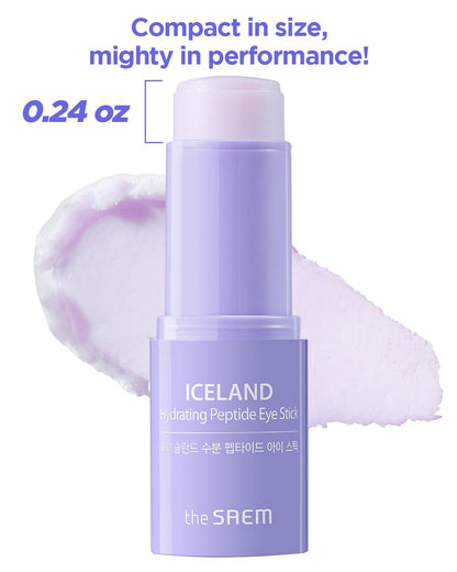 Iceland Hydrating Peptide Eye Stick 0.24Oz - Elasticity, Cooling, Moisturizing Eye Balm for Loose Skin – under Eye Treatment - Balm to Smooth Skin Texture - Daisy Flower Scent