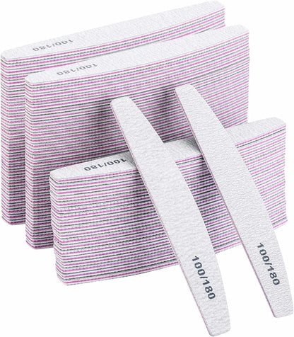 25-Piece Set of Double-Sided Emery Boards - 100/180 Grit Nail Files for Acrylic and Natural Nails