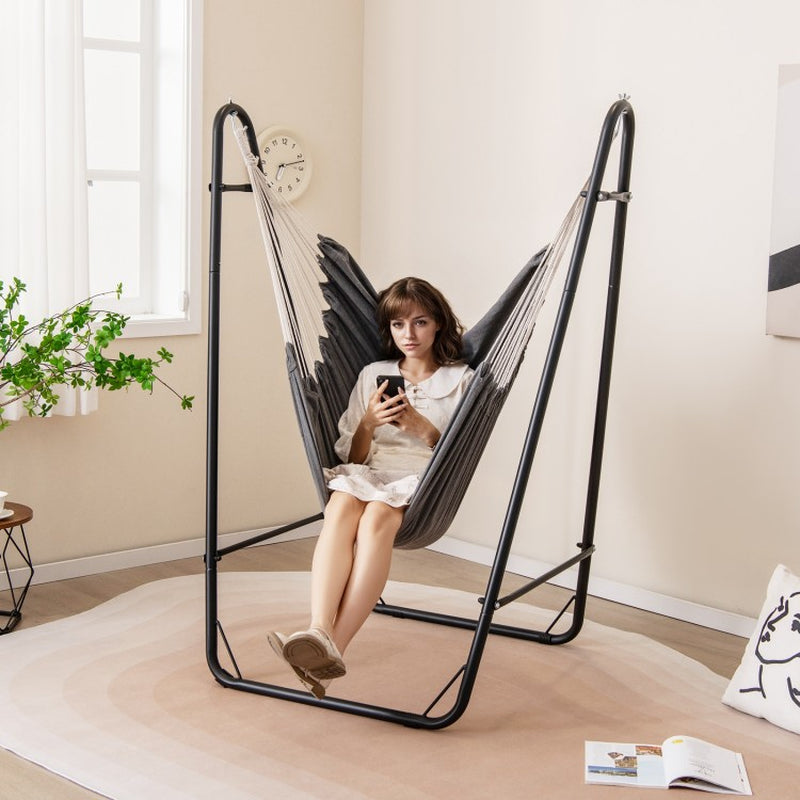 Heavy-Duty Metal Frame Hammock Chair with Side Pocket