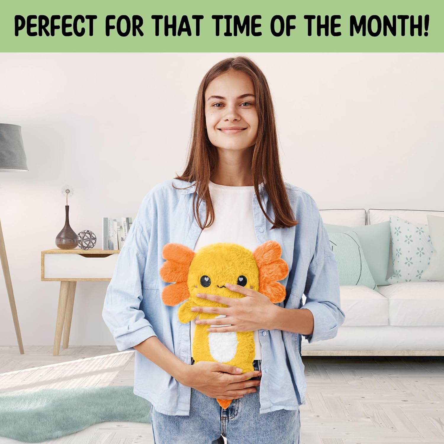 Axolotl Microwavable 1.5Lbs Unscented Heating Pad for Women and Kids- Cute Soft Cozy Pillow Plush Heatable Warm Stuffed Animals- Kawaii Hot and Cold Plushie- Axolotl Gifts for Girls & Boys