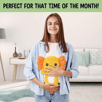 Axolotl Microwavable 1.5Lbs Unscented Heating Pad for Women and Kids- Cute Soft Cozy Pillow Plush Heatable Warm Stuffed Animals- Kawaii Hot and Cold Plushie- Axolotl Gifts for Girls & Boys