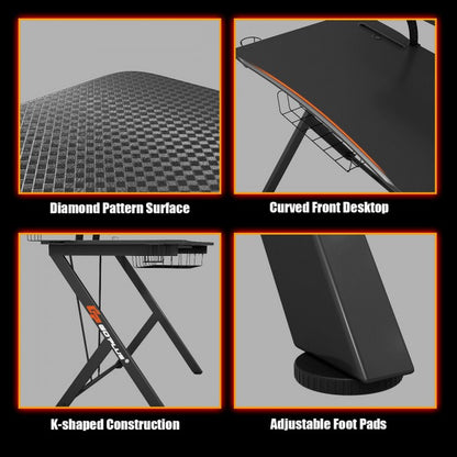 Multifunctional E-Sports Gaming Desk with Integrated Headset Hook and Cup Holder