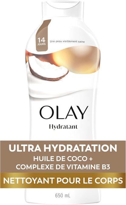 Ultra Moisture Coconut Oasis Body Wash, for Smooth and Healthy Looking Skin, Free from Parabens, 2.6 L Total (4 Count of 650 Ml Each)