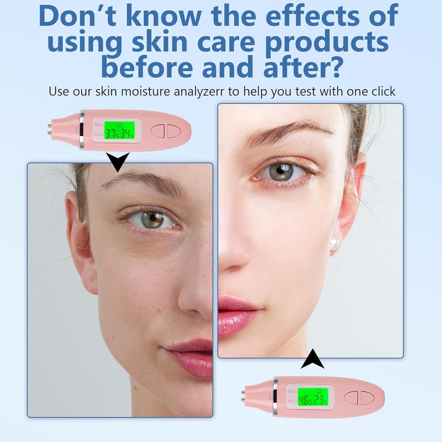 Skin Hydration Tester, Analyzer Machine Professional, Digital Skin Oil Sensor, Analyzer Tester Water Oil Monitor LCD Display Monitoring Meter for Face and Body