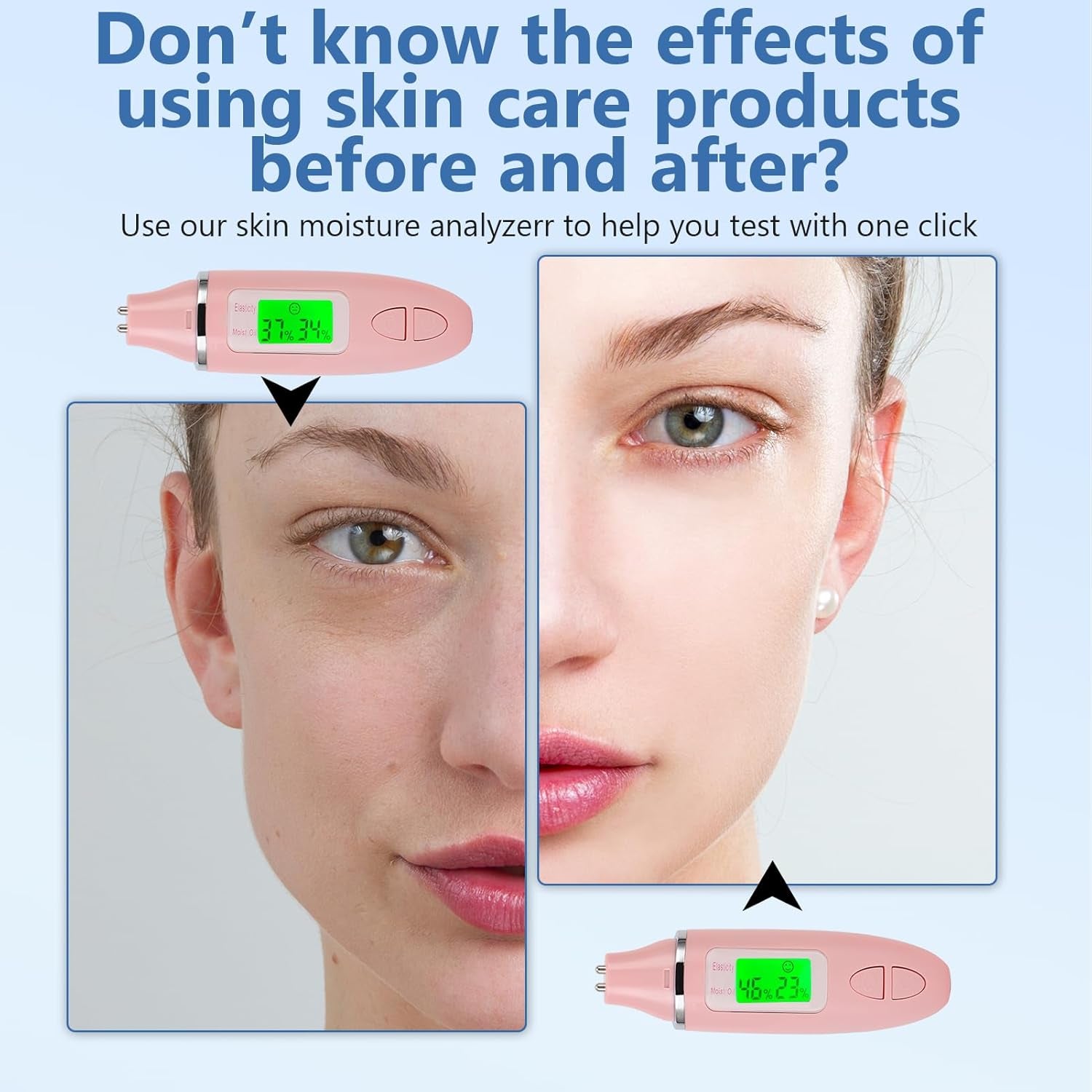 Skin Hydration Tester, Analyzer Machine Professional, Digital Skin Oil Sensor, Analyzer Tester Water Oil Monitor LCD Display Monitoring Meter for Face and Body