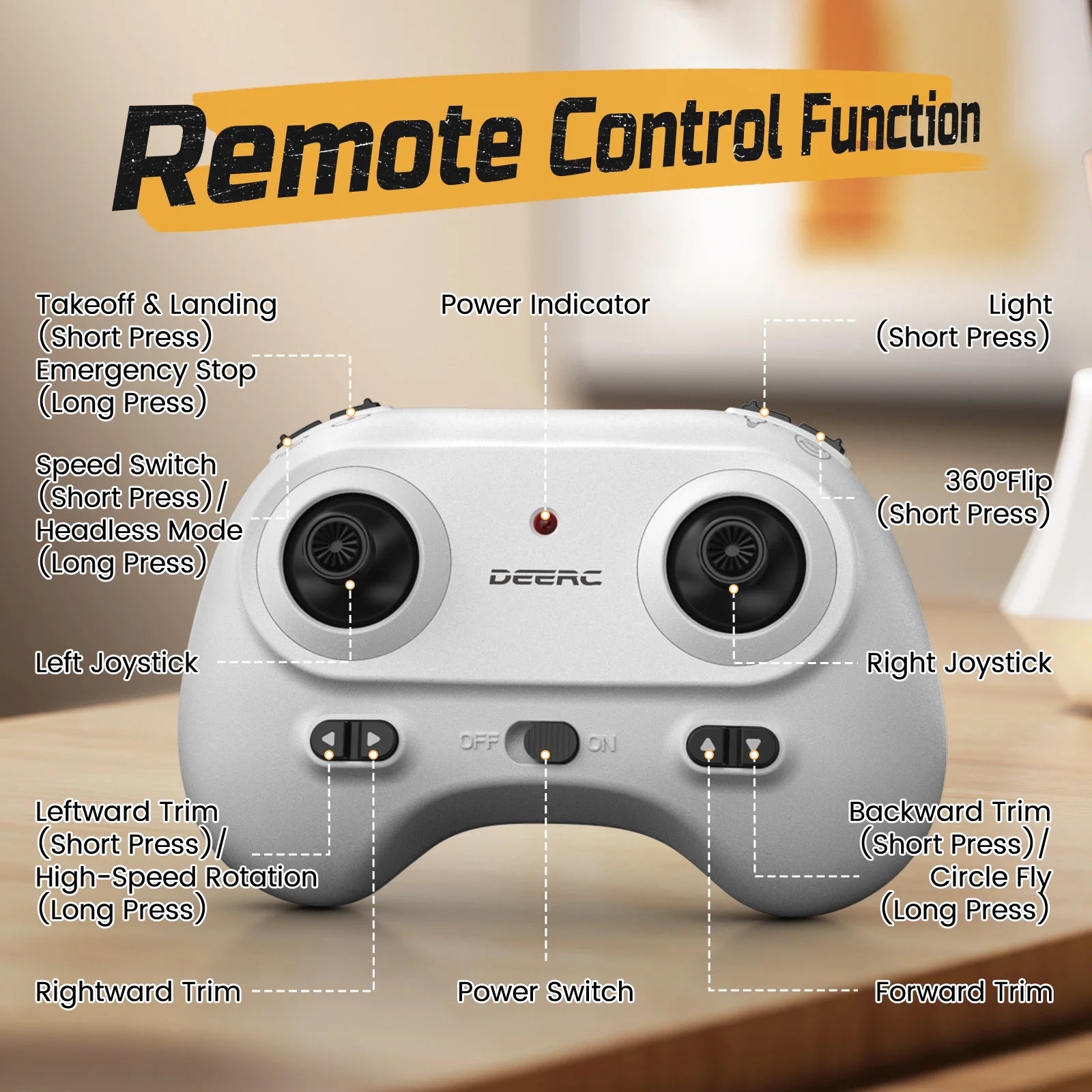 UFO RC Drone for Kids Quadcopter with LED Lights 360° Flip Remote Control White