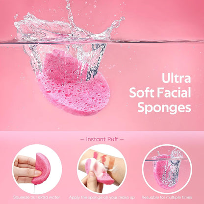 Compressed Facial Sponge Daily Facial Cleansing 100％ Natural Pink