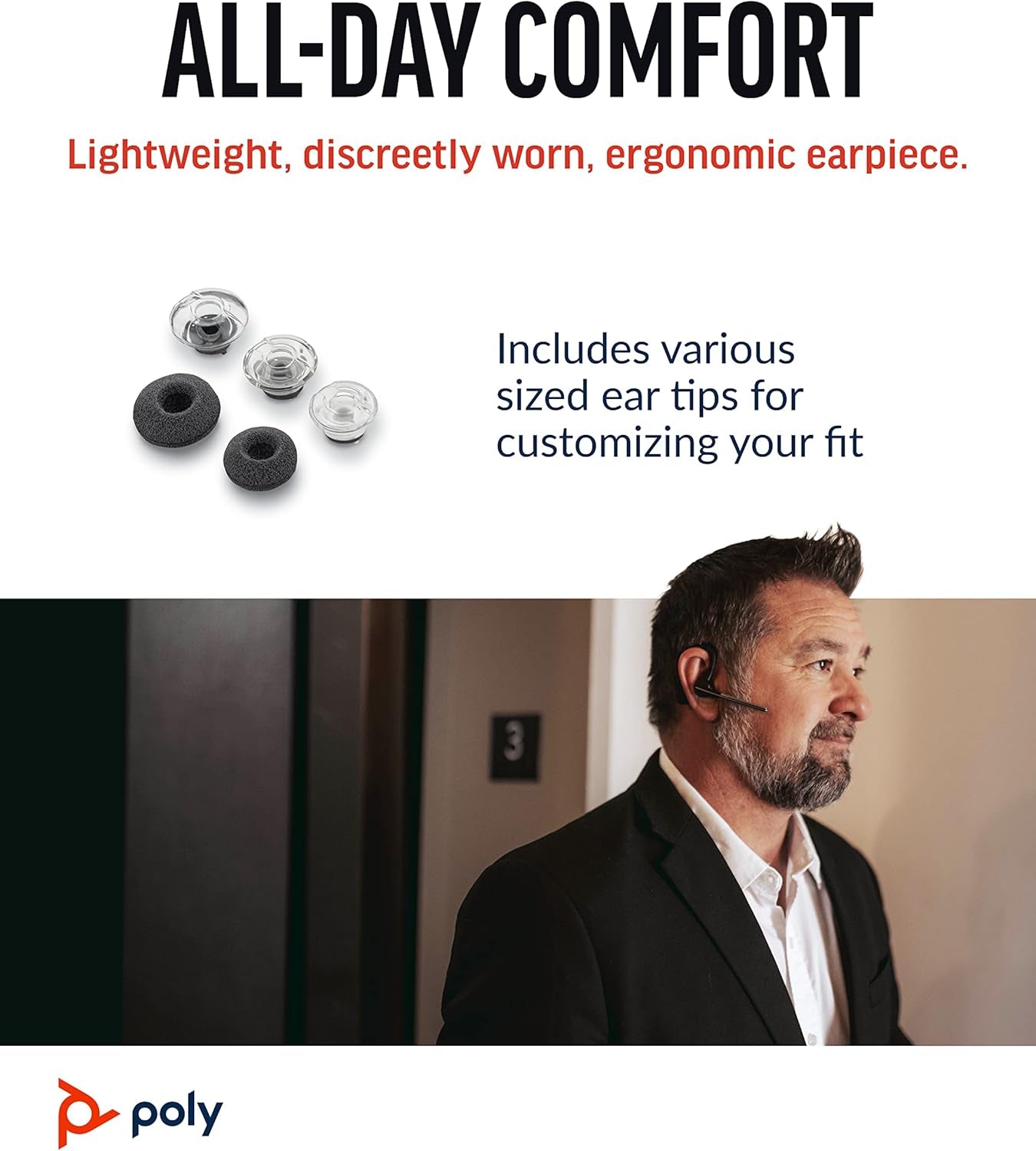 Voyager Legend Wireless Headset (Plantronics) - Single-Ear Bluetooth W/Noise-Canceling Mic - Voice Controls - Mute & Volume Buttons - Ergonomic Design -Connect to Mobile/Tablet via Bluetooth -FFP