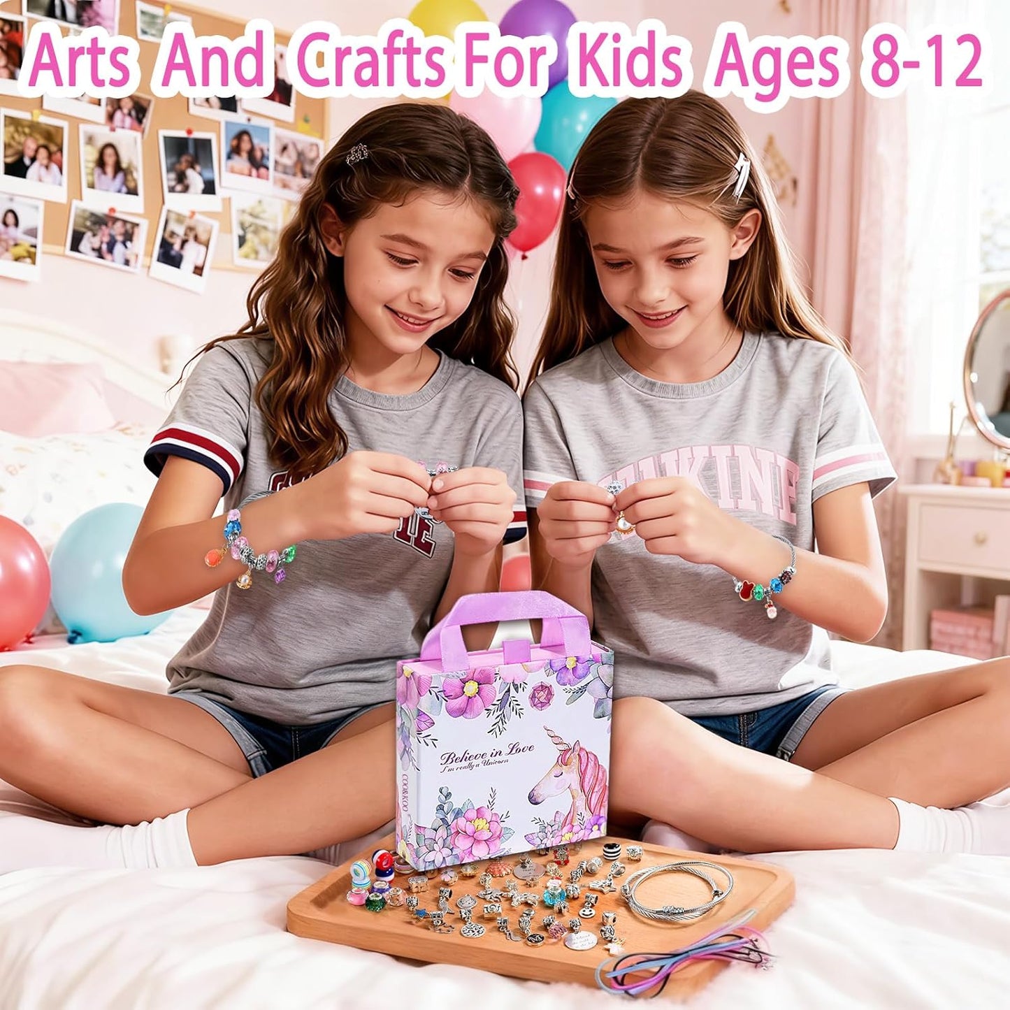 Girls Charm Bracelet Making Kit Unicorn Jewelry Craft Toys Ages 6–12