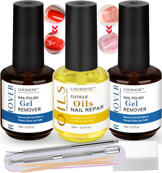 Gel Nail Polish Remover - Gel Polish Remover  3-5 Minutes and Cuticle Oil for Nails