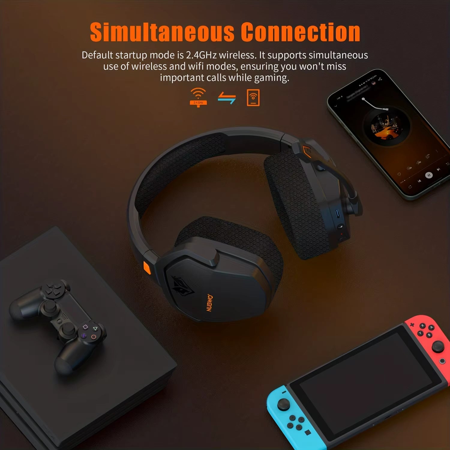 Gaming Headset - Ultra-Low Latency Noise Cancelling Bluetooth Headphones with Microphone for PS5, PS4, Xbox, PC, and Mac