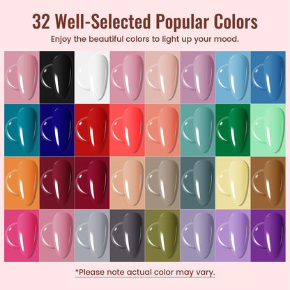 Gel Nail Polish Kit with UV Light Lamp Include 32 Colors Gel Polish Nail Kit - Soak off Base Coat Top Coat 