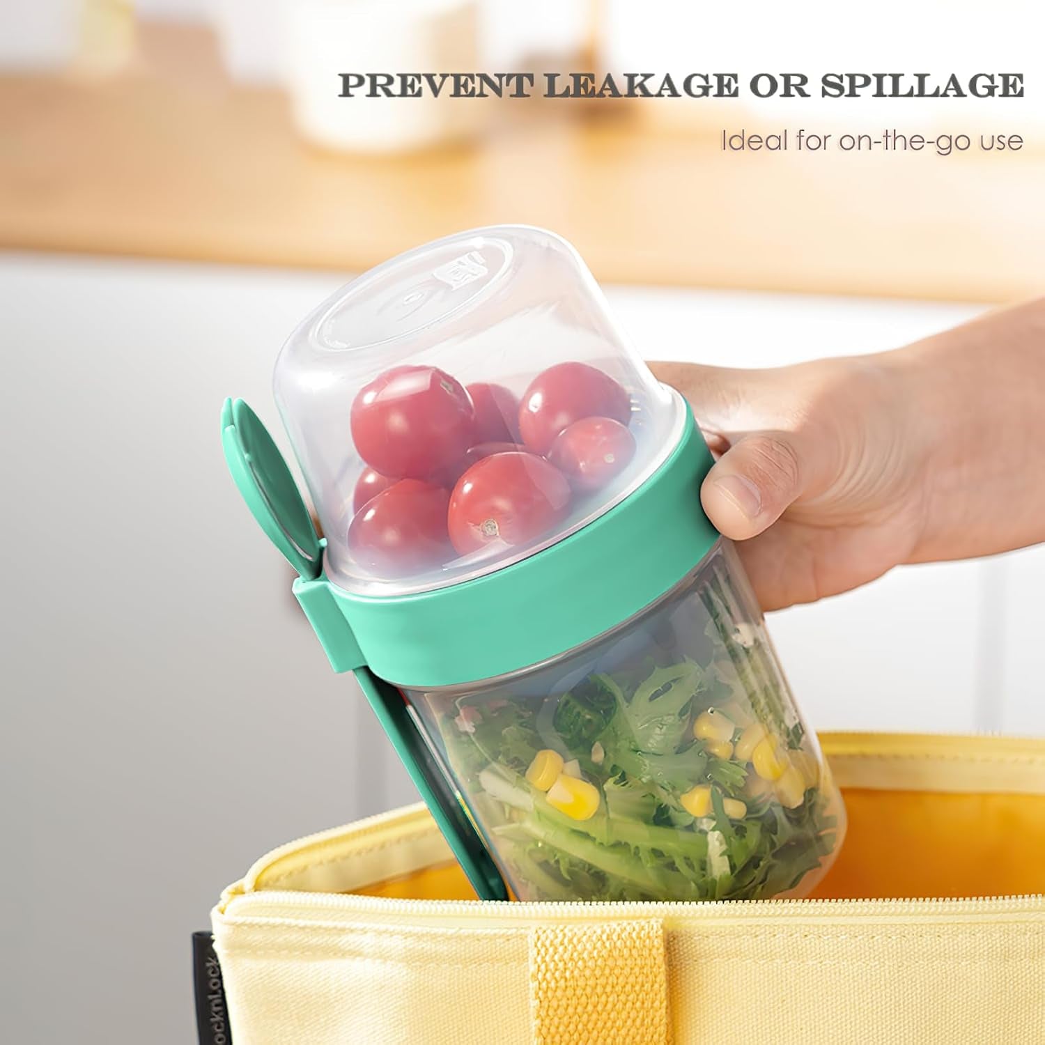 3 Pack 18 Oz Overnight Oats Containers to Go, Large Yogurt Parfait Cups with Lid, Spork (Spoon-Fork Hybrid) & Topping Compartment, Reusable Leak-Proof Adult Meal Prep Containers