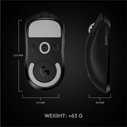 PRO X Superlight Wireless Gaming Mouse, Ultra-Lightweight, Hero 25K Sensor, 25,600 DPI, 5 Programmable Buttons, Long Battery Life, Compatible with Pc/Mac - Black