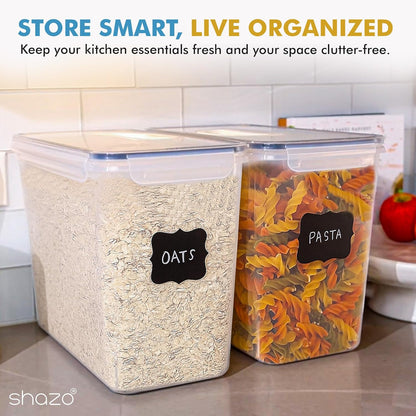 2 PC (11L | 372 Oz) Flour Sugar Storage Containers with Easy Carry Handle - Plastic Extra Large Food Storage Containers with Lids, BPA Free Airtight Kitchen Canister Set for Rice, Cereal & Pasta