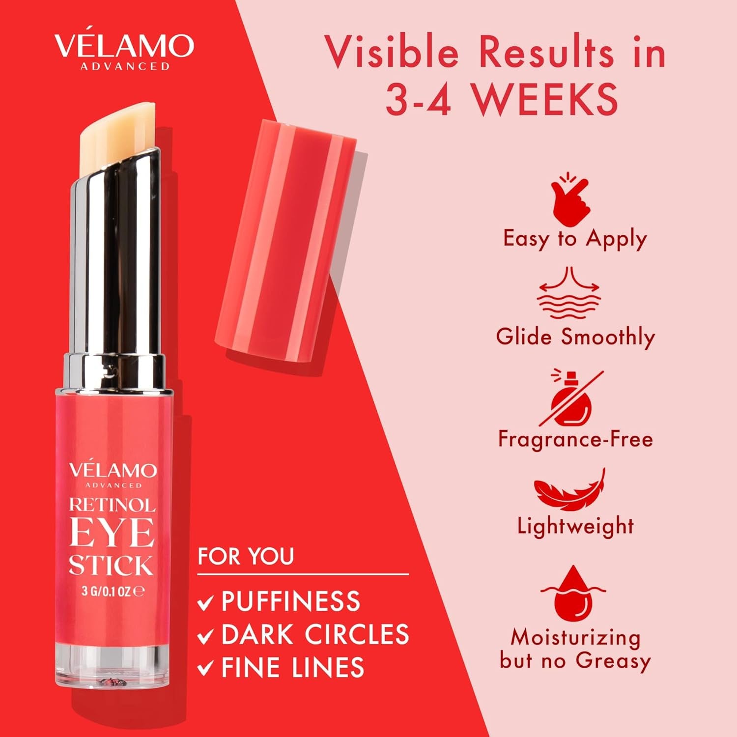 Retinol Eye Stick: Renewing & Firming under Eye Balm for Dark Circles, Puffiness, Fine Lines & Wrinkles - Travel Essentials, Portable & Perfect for On-The-Go Use, 0.1 Oz/3G