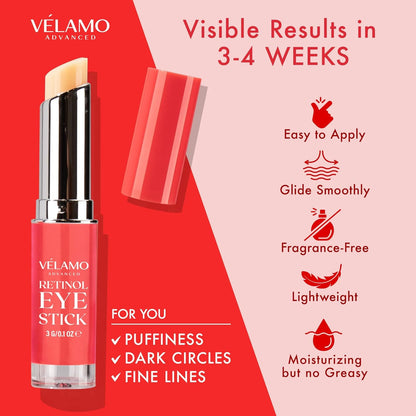 Retinol Eye Stick: Renewing & Firming under Eye Balm for Dark Circles, Puffiness, Fine Lines & Wrinkles - Travel Essentials, Portable & Perfect for On-The-Go Use, 0.1 Oz/3G