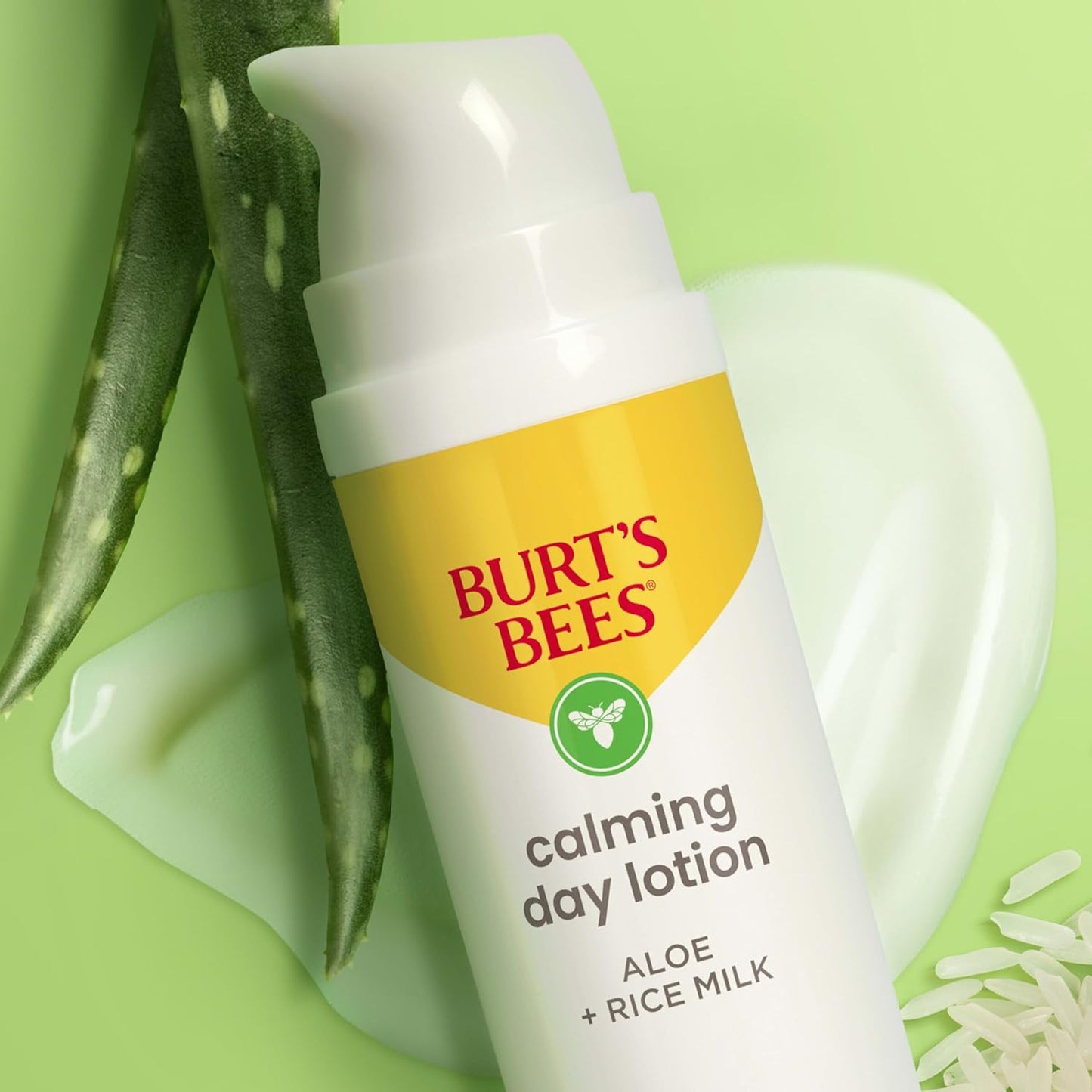 Calming Day Face Lotion with Aloe and Rice Milk, Soothing Face Lotion for Sensitive Skin, 98.9 Percent Natural Origin Skin Care, 1.8 Oz. Bottle