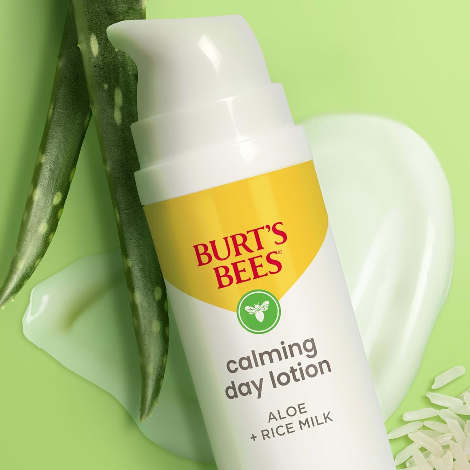 Calming Day Face Lotion with Aloe and Rice Milk, Soothing Face Lotion for Sensitive Skin, 98.9 Percent Natural Origin Skin Care, 1.8 Oz. Bottle