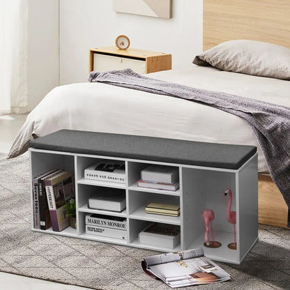 10-Cube Shoe Storage Bench with Cushion for Entryway Organization