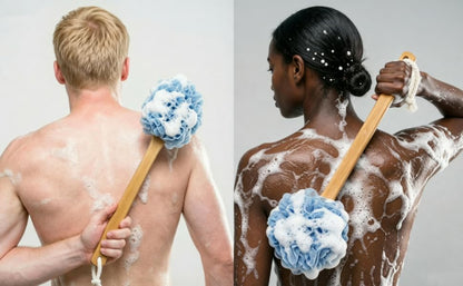 Long Handle Bath Brush with Loofah Sponge