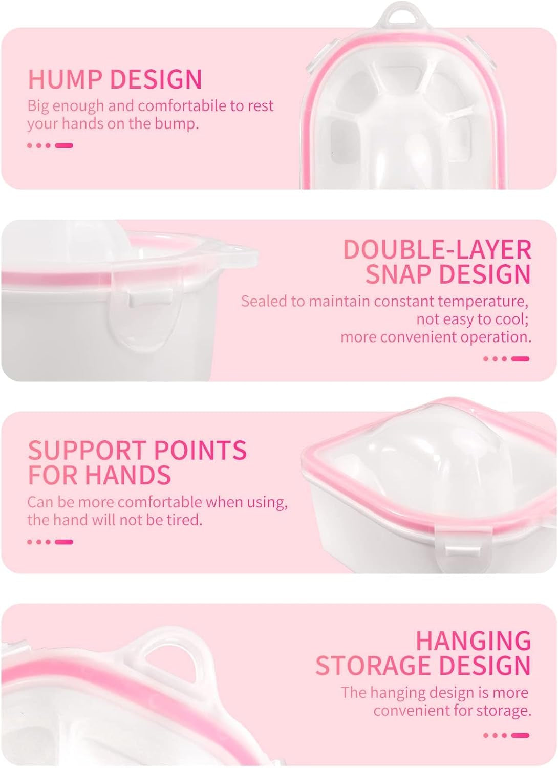 Nail Soaking Bowl Set - Gel Polish and Dip Powder Remover with Triangle Cuticle Peeler and Stainless Steel Cuticle Pusher (Pink)