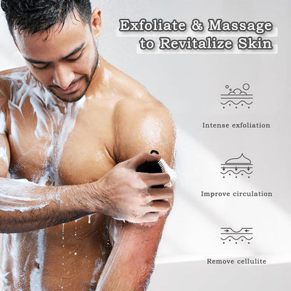 Dual-Sided Silicone Shower Body Wash Scrubber for Gentle Exfoliation and Cleansing, More Hygienic and Durable than Loofah, Black