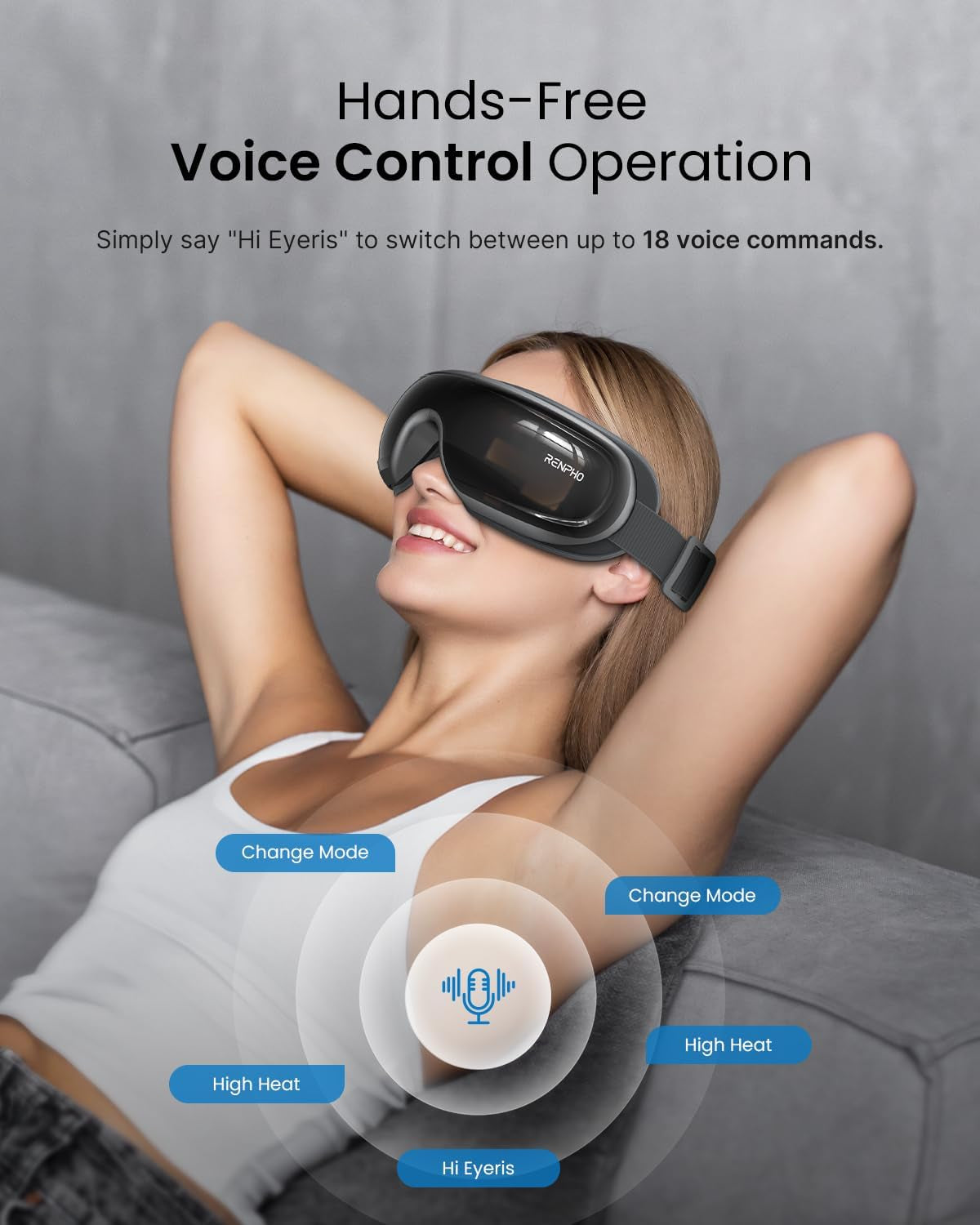 Eyeris 3 Eye Massager with Heat and Cooling, FSA Eligible HSA, Birthday Valentines Day Gifts for Women Men Her Him, Voice Control Eye Mask for Migraines, Eye Care with Massage, Reduce Dry Eyes