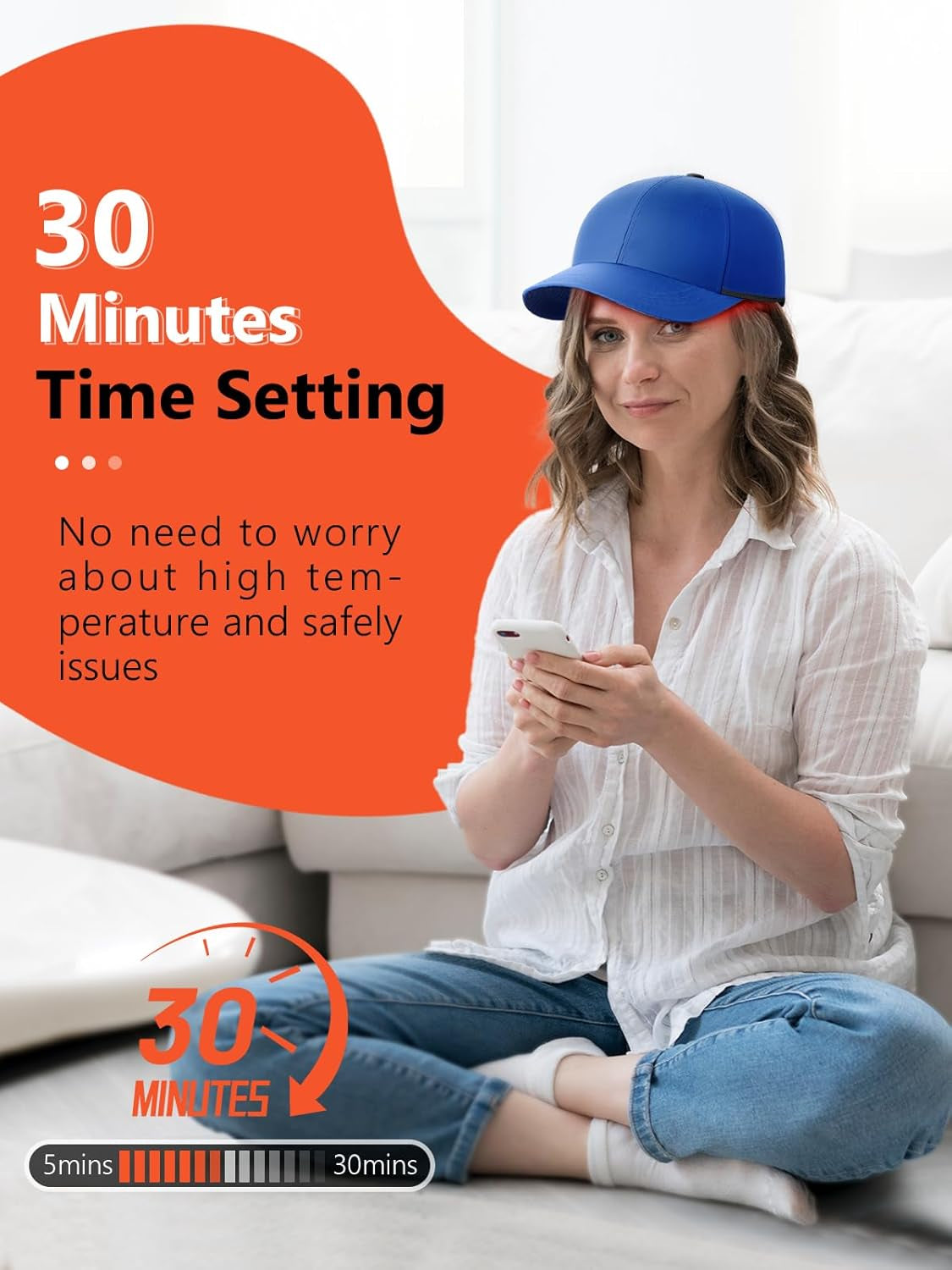 Red Light Hair Growth Cap, Red Light Therapy for Head, Red Infrared Light Therapy 660Nm & 850Nm & 940Nm Wavelength with Timer & Controller