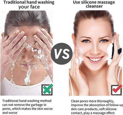 Silicone Face Scrubber -Facial Cleansing Brush, Silicone Face Wash Brush Manual Waterproof Cleansing Skin Care Face Brushes for Cleansing and Exfoliating (Black)
