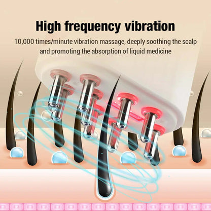 LED Light Therapy Vibration Massage Comb Medicine Liquid Oil Applicator for Hair Growth 