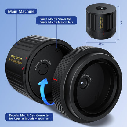 Electric Mason Jar Vacuum Sealer for Wide Mouth and Regular Mouth Mason Jars