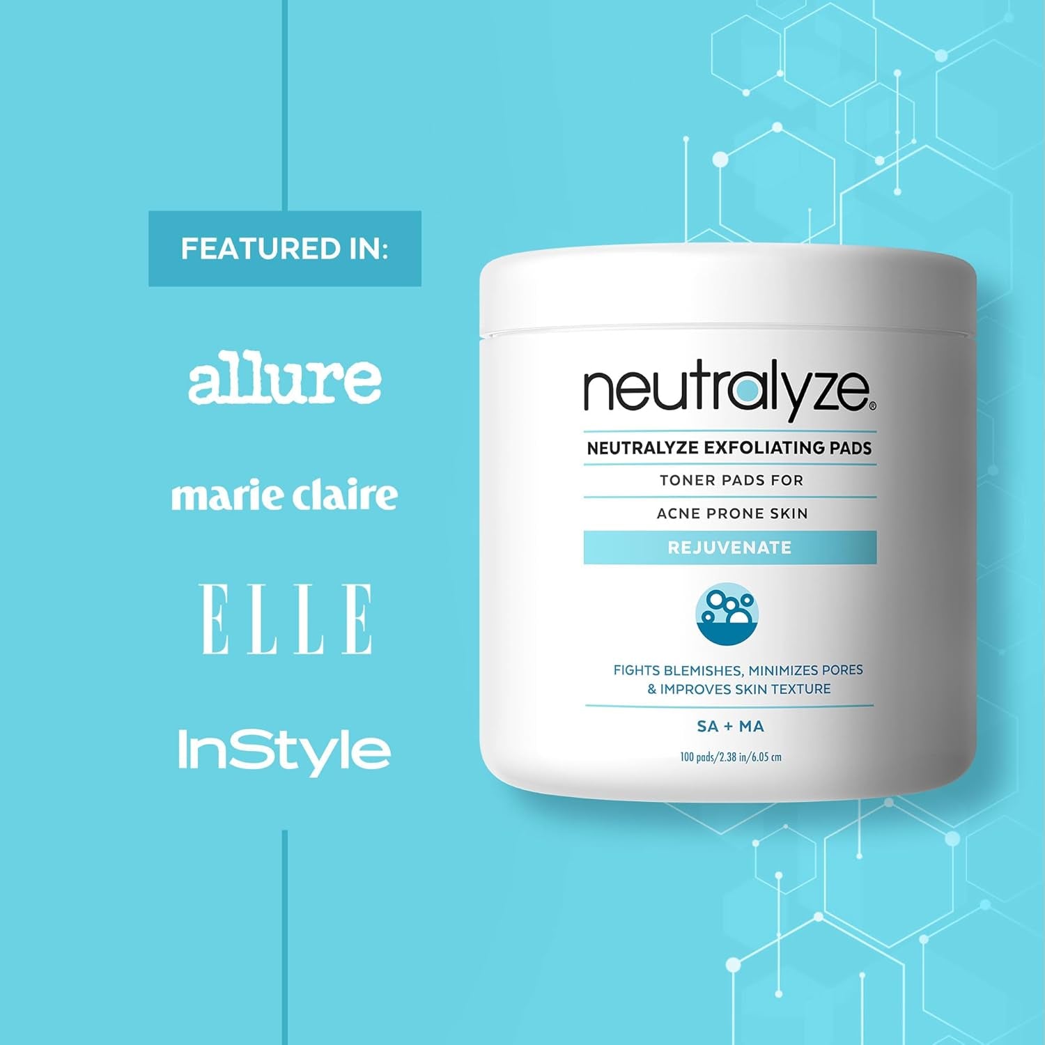 Exfoliating Acne Treatment Wipes - Maximum Strength, Textured Acne Pads with 2% Mandelic Acid & 2% Salicylic Acid for Face & Body - Suitable for All Skin Types, Teens & Adults (100 Wipes)