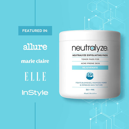 Exfoliating Acne Treatment Wipes - Maximum Strength, Textured Acne Pads with 2% Mandelic Acid & 2% Salicylic Acid for Face & Body - Suitable for All Skin Types, Teens & Adults (100 Wipes)