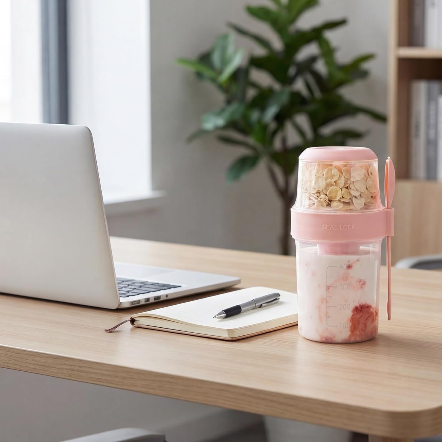 3 Pack 18 Oz Overnight Oats Containers to Go, Large Yogurt Parfait Cups with Lid, Spork (Spoon-Fork Hybrid) & Topping Compartment, Reusable Leak-Proof Adult Meal Prep Containers