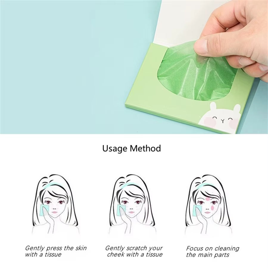 Green Tea/Gardenia/Chamomile/Lavender/Rose/Bamboo Charcoal 100Pcs Boxed Fragrance Oil Absorbing Paper for Men and Women Face Oil