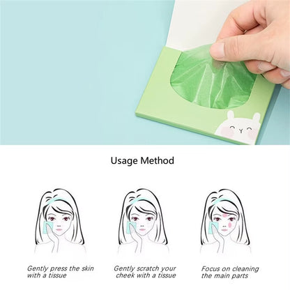 Green Tea/Gardenia/Chamomile/Lavender/Rose/Bamboo Charcoal 100Pcs Boxed Fragrance Oil Absorbing Paper for Men and Women Face Oil