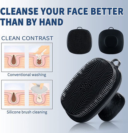Silicone Face Scrubber -Facial Cleansing Brush, Silicone Face Wash Brush Manual Waterproof Cleansing Skin Care Face Brushes for Cleansing and Exfoliating (Black)
