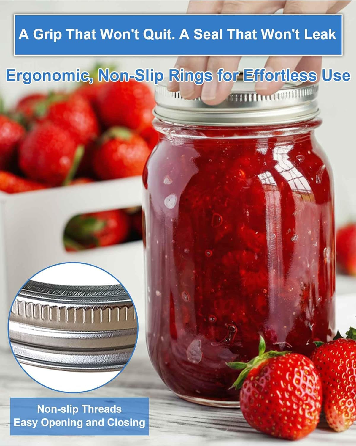 36 Mason Jar Lids with 12 Rings for 70MM Regular Mouth, Premium Split-Type 100% Fit & Airtight Canning Lids for Mason Jar and Ball Kerr Jars