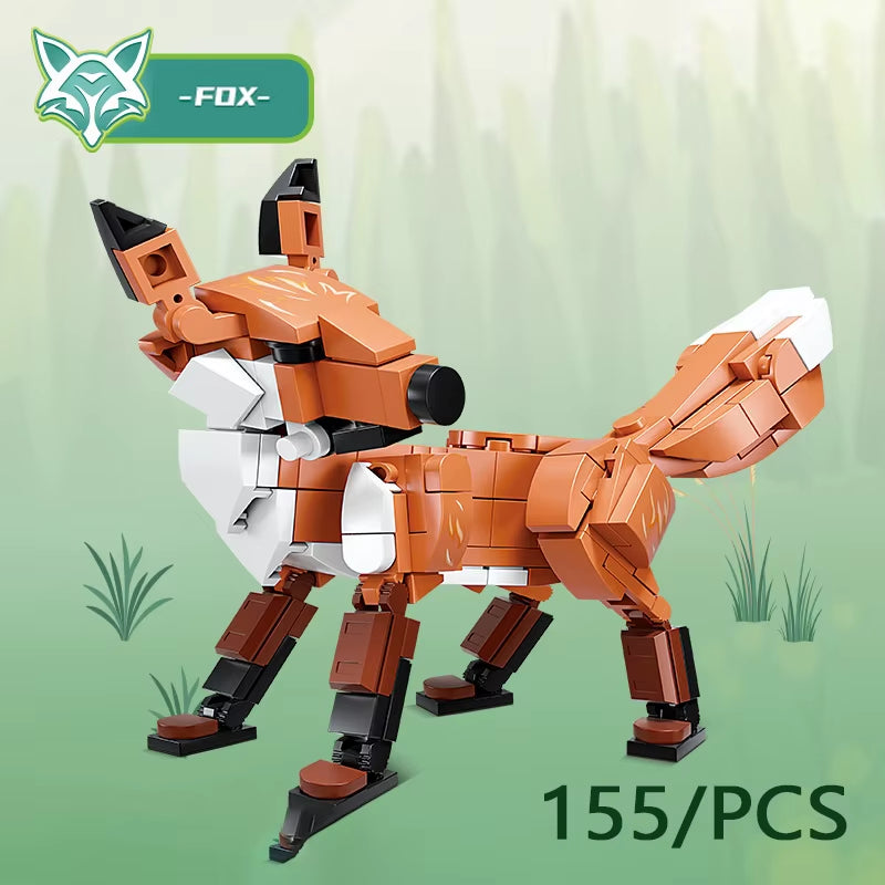 MOC City Creative Building Blocks Accessories Zoo Rhino Lion Kangaroo Wolf Fox Frog Bee Crow Peacock Mini Brick Toy Gifts X021