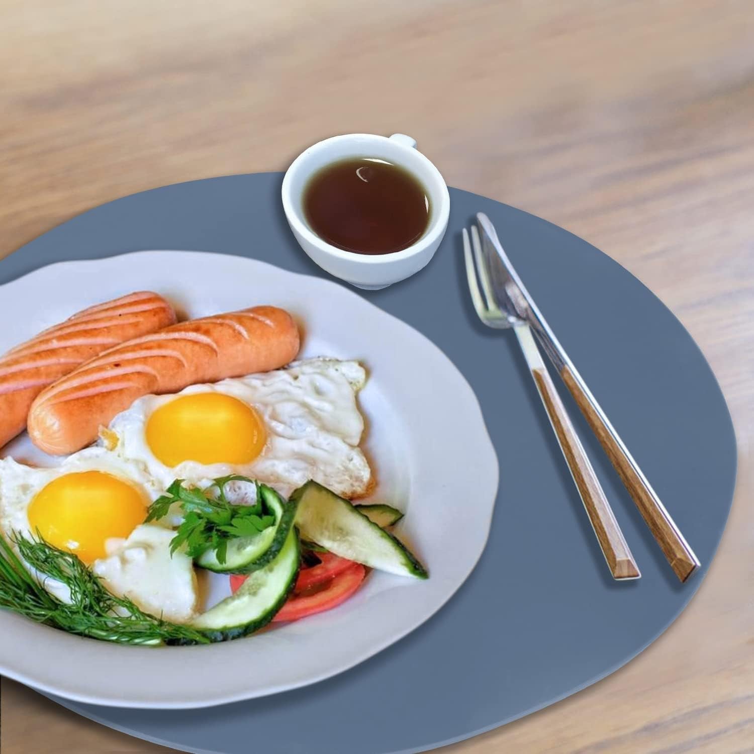 Extra Large Silicone Microwave Mat & Food Cover- Mat as Bowl Holder, Cover for Splatter Guard, Multi-Use Silicone Trivet Pot Holders, Drying Mat for Kitchen Counter, 12"Heat Resistant Mat, Blue 2Pack